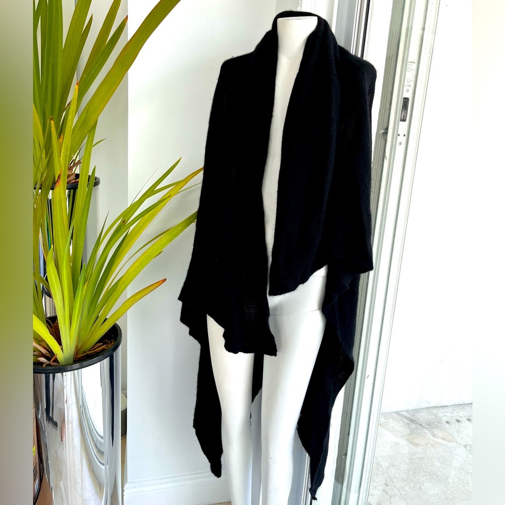 Denis Colomb 100% Cashmere Knit Black Large Scarf Wrap S - #StevieNicks